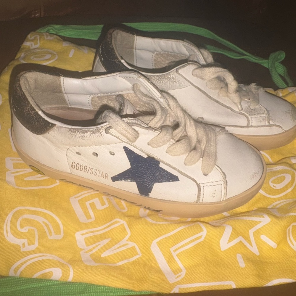 Golden Goose Kids White Sneakers with Navy Star